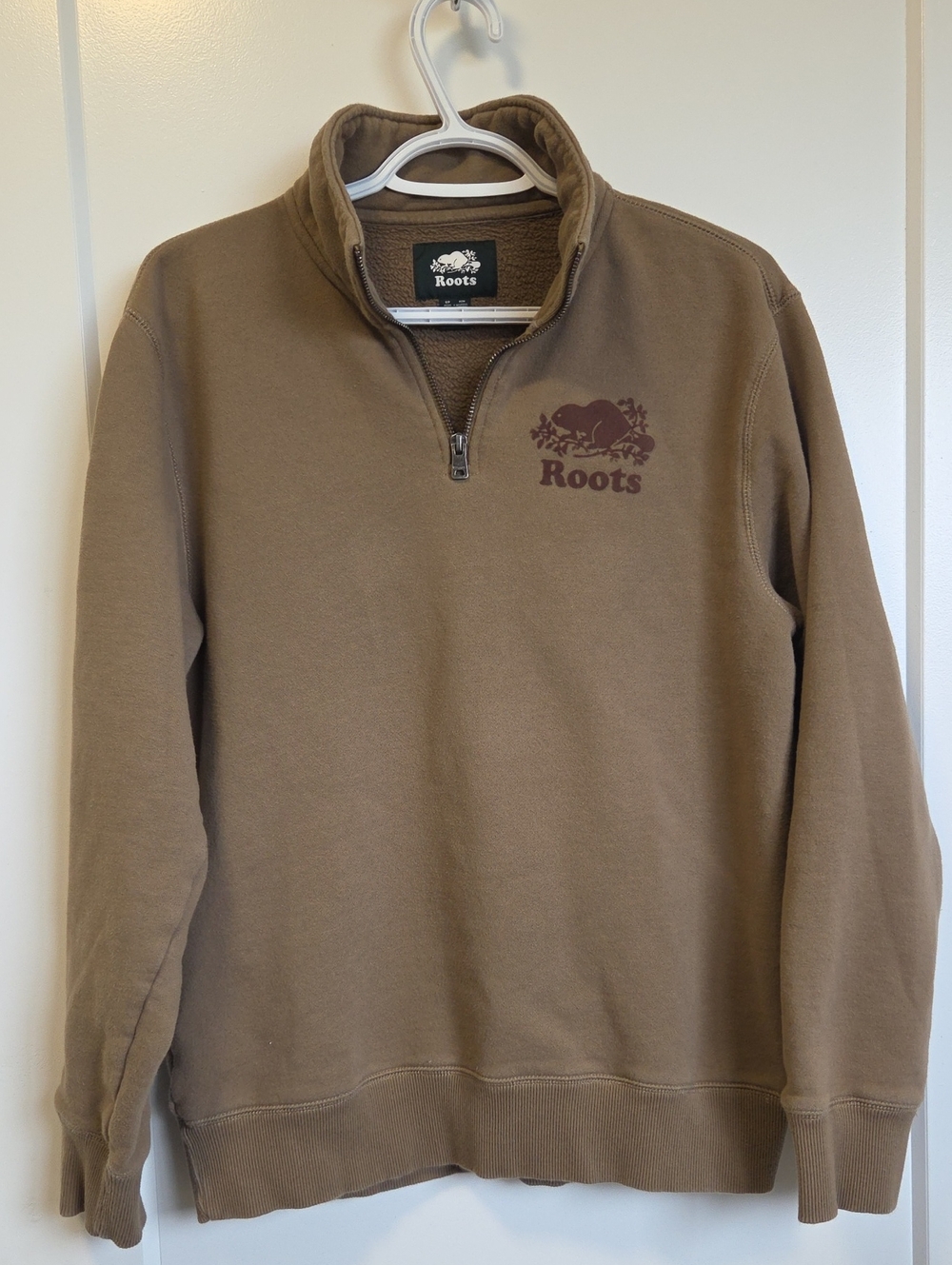 Roots Quarter Zip Sweater in Brown - Men's small/Women's medium